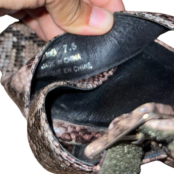 Jeffrey Campbell "Amma" Snake Print Platform Shoes Size 7.5 BLock Heel Open Toe - Picture 6 of 6